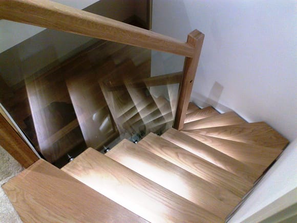 Spiral Staircases Yarmouth - Wooden Staircases Yarmouth - Custom Made Staircases Yarmouth - a wood and glass staircase installation by The Staircase Factory